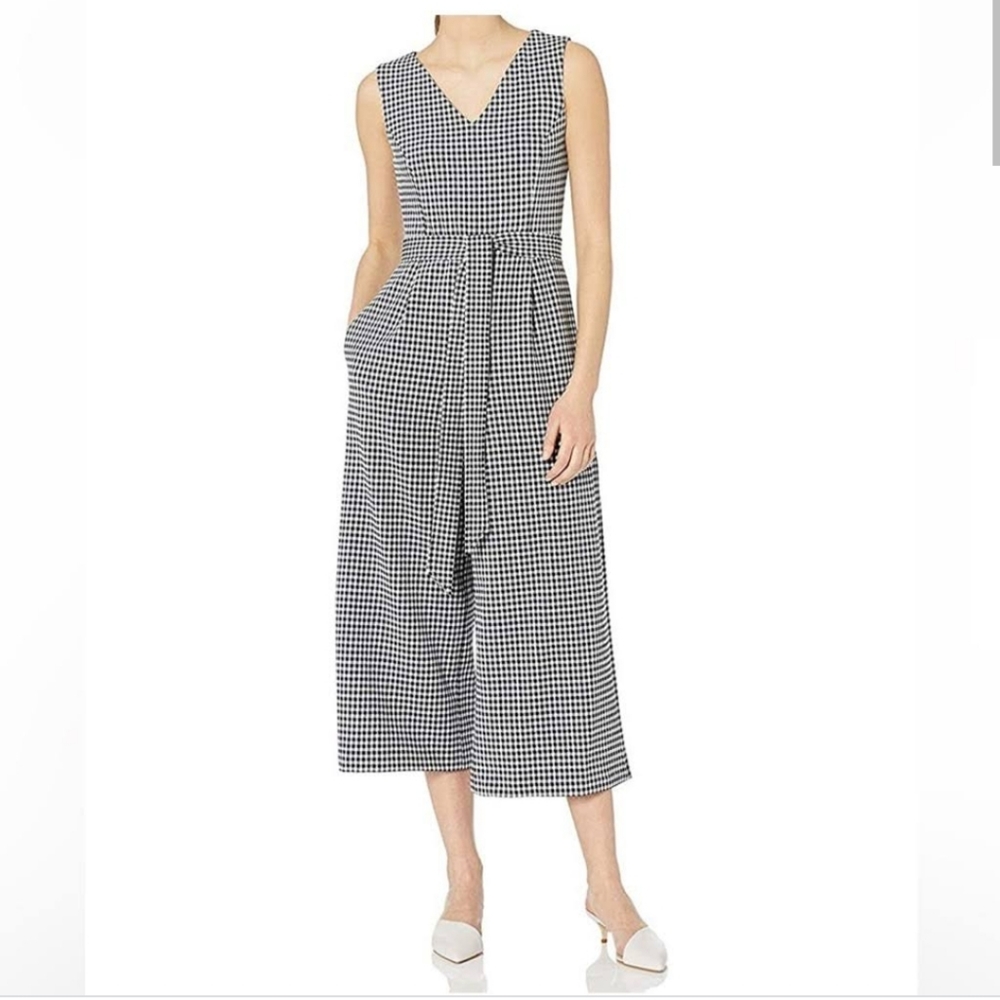 Calvin Klein Black and White Checkered Jumpsuit